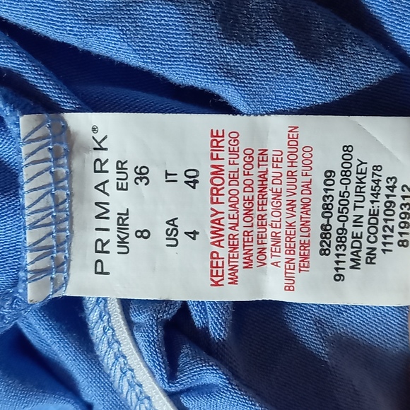 Size 8 Light Blue & White Floral Strappy Stretchy Jumpsuit - Picture 7 of 8